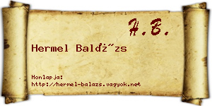Hermel Balázs névjegykártya